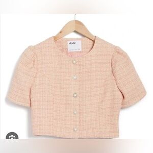 Elodie Pink Cropped Tweed Top
